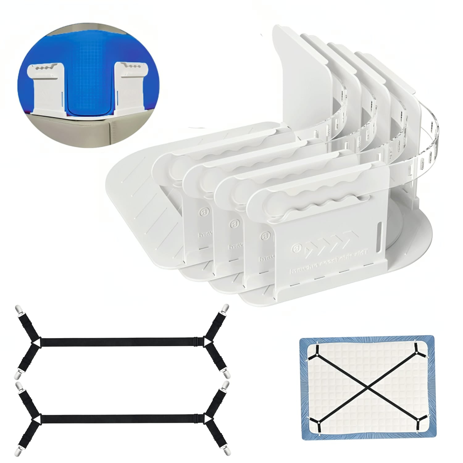 Portable Bed Rail Divider & Sheet Fastener Set